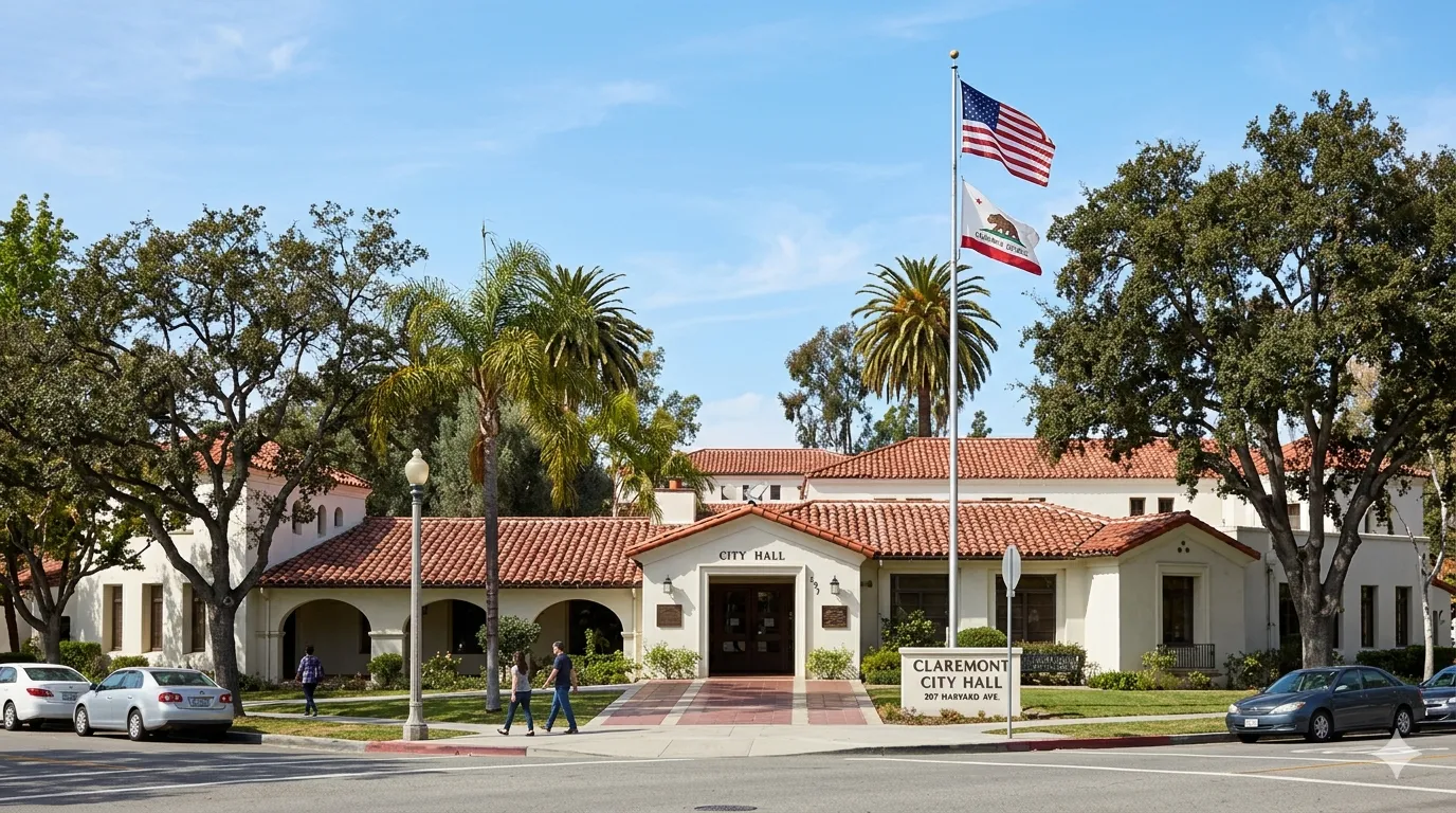 Outside view of claremont city hall building