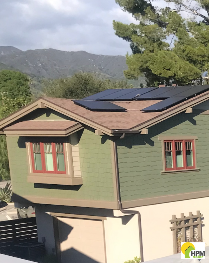 Solar panels installed on a La Verne CA home with foothill views